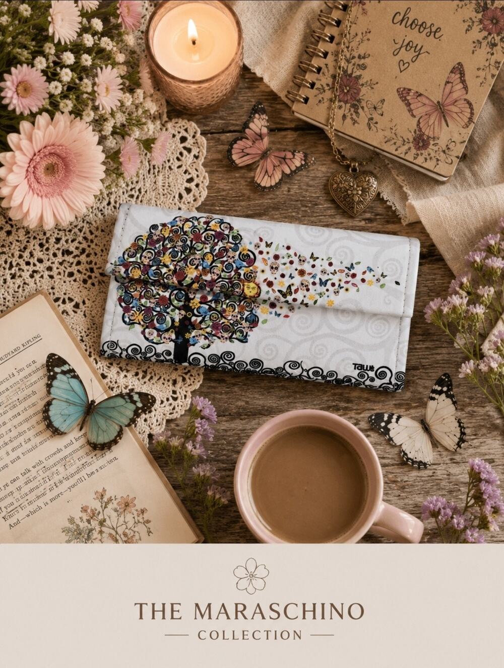 Tawi Tree of Life Day of Dead Wallet Butterfly Skull Whimsigoth Naturecore